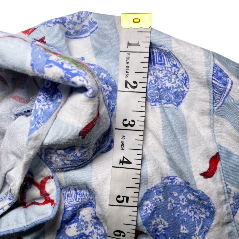 8 Oak Lane Blue and White Cotton Button Down Pajama Top - Picture 11 of 13